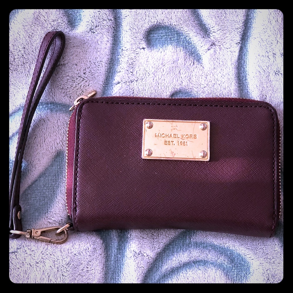 Michael Kors Burgundy Wristlet Wallet